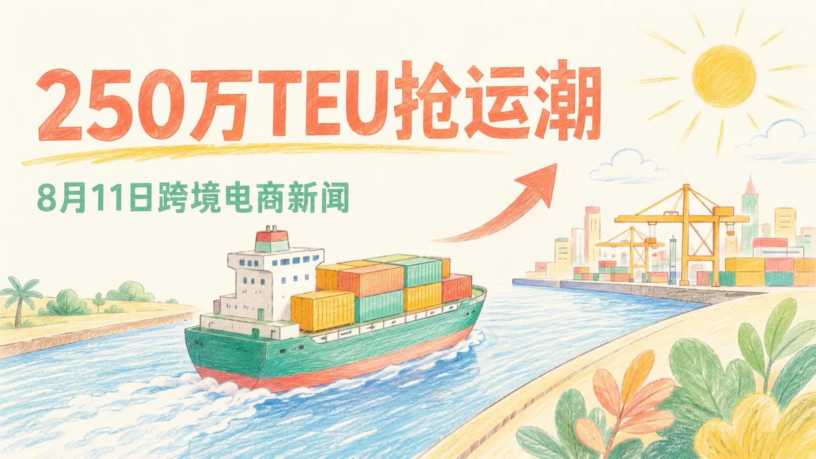 美国7月进口251万TEU与苏伊士航线恢复｜8月11日跨境电商新闻