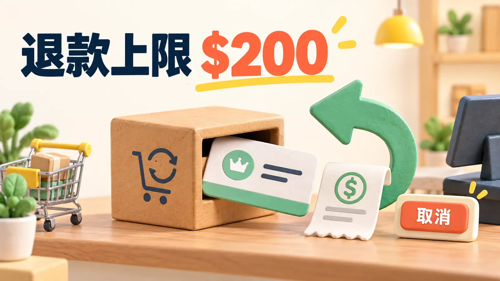 Amazon Prime退款上限提高至200美元与订阅取消设计示意图