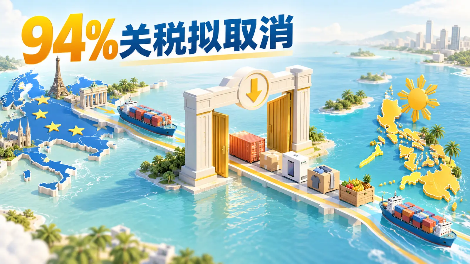欧盟与菲律宾拟取消超94%税目关税的跨境贸易新闻封面