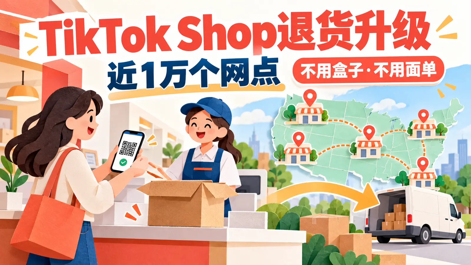 TikTok Shop与UPS合作推出近1万个网点无盒无码退货的跨境电商新闻封面