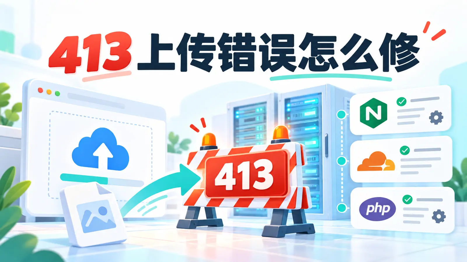 WordPress上传提示413 Request Entity Too Large的Cloudflare Nginx PHP完整排查教程封面